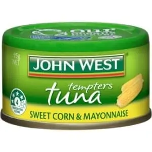 john west tuna sweet corn mayonnaise 95g