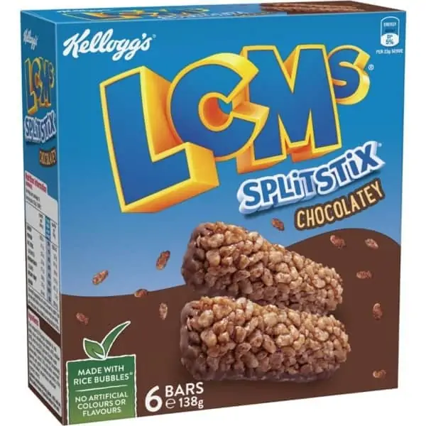 kelloggs lcms choco split stix cereal bars 138g