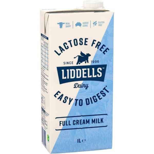 liddells full cream long life milk lactose free 1l