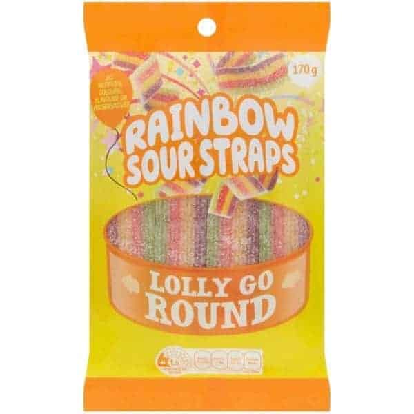 lolly go round rainbow sour straps 170g