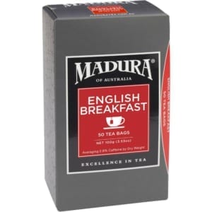 madura english breakfast tea bags 50pk 100g