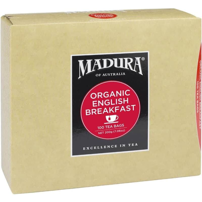 Buy Madura Organic English Breakfast Tea Bags 100ea Online, Worldwide  Delivery