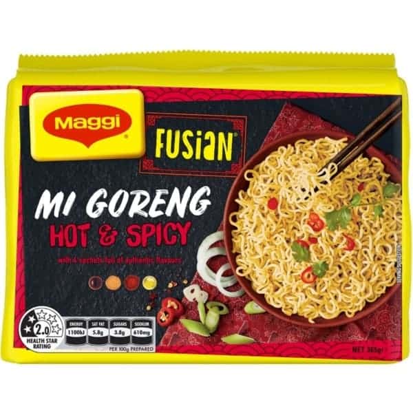 maggi fusian 2 minute instant hot spicy noodles 5 pack