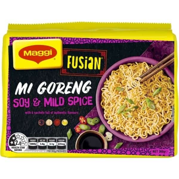 maggi fusian 2 minute instant soy mild noodle 5 pack