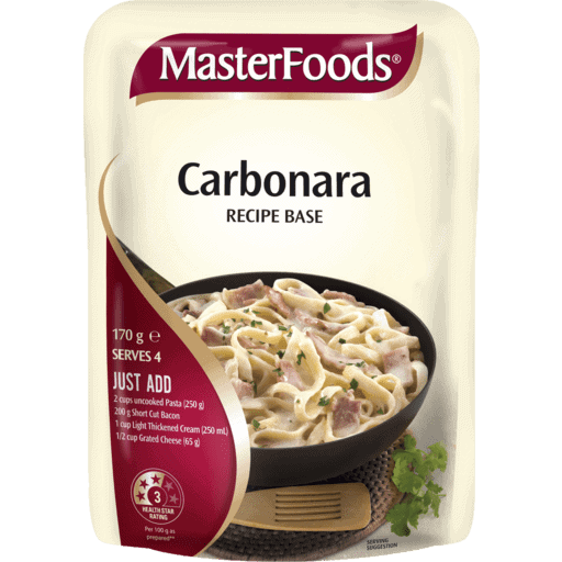 masterfoods carbonara recipe base 170g