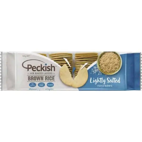 peckish brown rice cracker lightly salted 100g