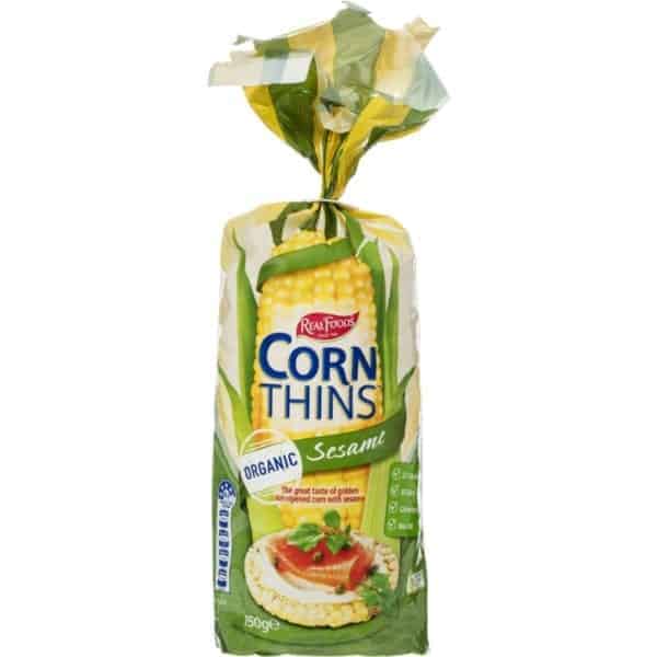 real foods corn thins sesame 150g
