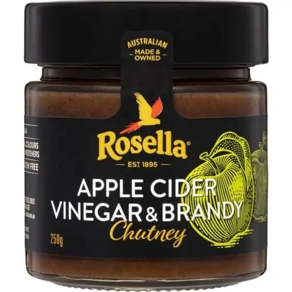 rosella apple cider vinegar brandy chutney 250g