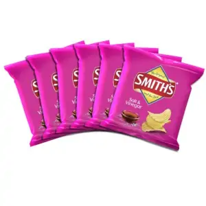 smiths crinkle cut salt vinegar potato chips 6x individual packs