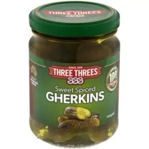 three threes gherkins sweet spiced