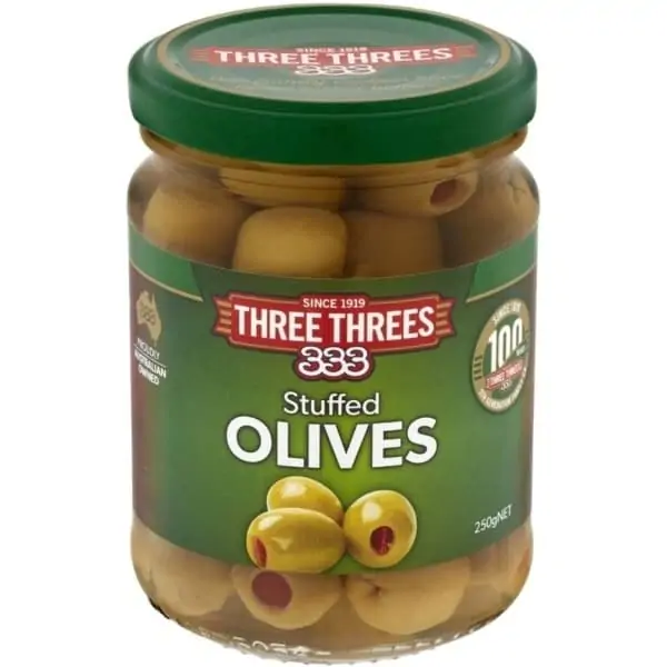 three threes olives stuffed