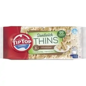 tip top sandwich thins wholemeal 6 pack