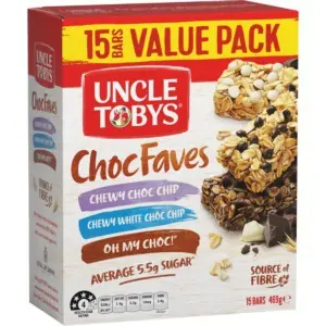 uncle tobys choc faves muesli bars 15 pack