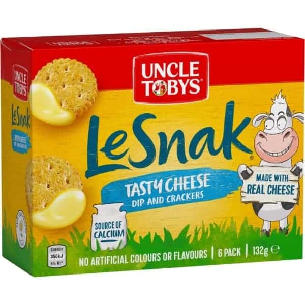 uncle tobys le snak tasty cheese dip crackers 6 pack