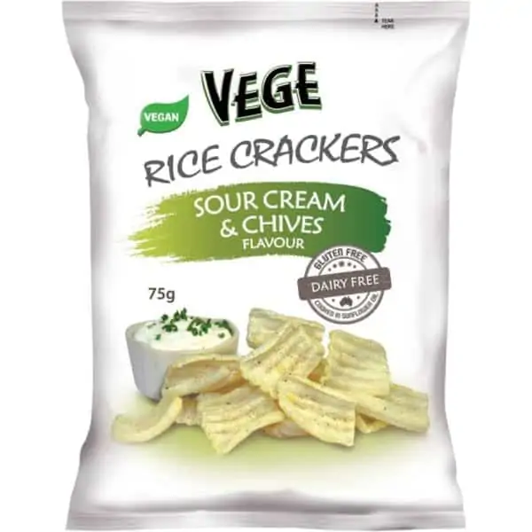 vege chips rice crackers sour cream chives 75g