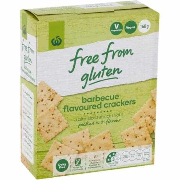 woolworths free from gluten barbecue flavoured crackers 160g