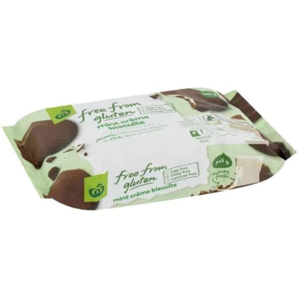 woolworths free from gluten mint creme biscuit 145g