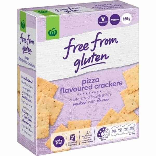 woolworths free from gluten pizza flavoured crackers 160g