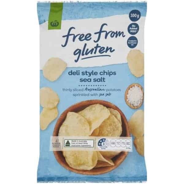 woolworths free from gluten share pack potato chips original 100g