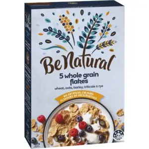 be natural breakfast cereal with 5 whole grain flakes 325g