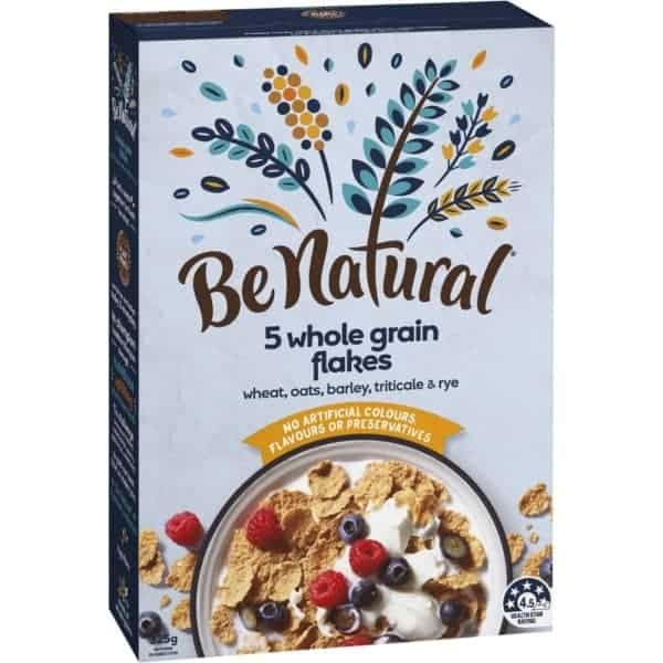 be natural breakfast cereal with 5 whole grain flakes 325g