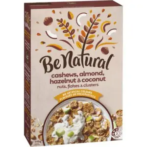 be natural breakfast cereal with cashew almond hazelnut coconut 415g