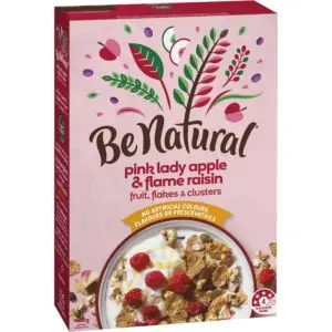 be natural breakfast cereal with pink lady apple flame raisins 405g