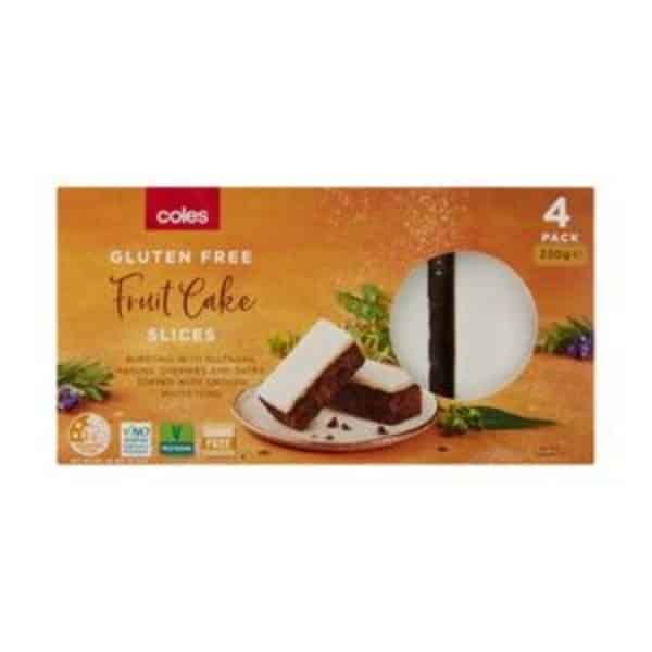 coles gluten free fruit cake slices 4 pack 230g