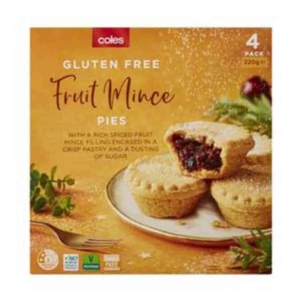 coles gluten free fruit mince pies 4 pack 220g