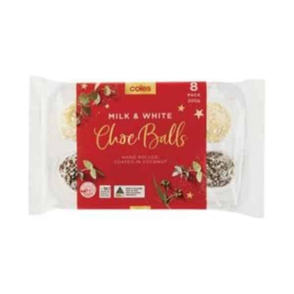 coles milk white chocolate balls 8 pack 200g