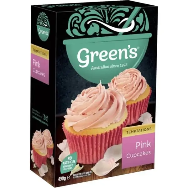 greens pink cupcakes mix 490g