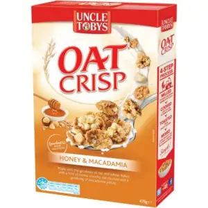 uncle tobys cereal oat crisp honey macadamia 475g