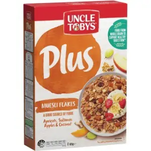 uncle tobys cereal plus muesli flakes 820g