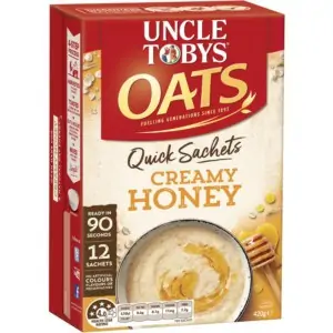 uncle tobys oats quick sachets creamy honey porridge 350g