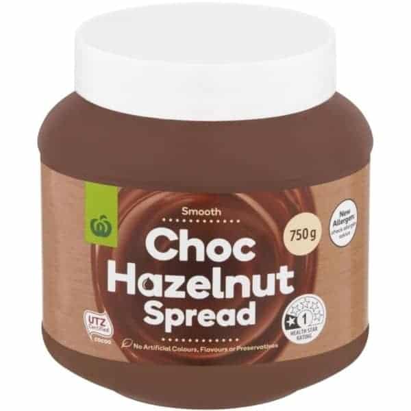 woolworths choc hazelnut spread 750g