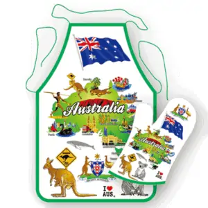 australian icons apron and oven mitt