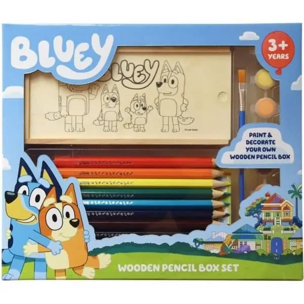 bluey wooden pencil box set