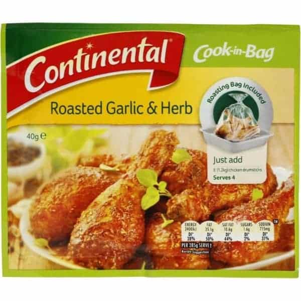 continental cook in bag recipe base roasted garlic herbs 40g