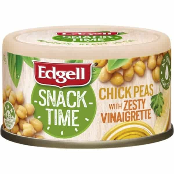 edgell snack time chickpeas with zesty vinaigrette 70g