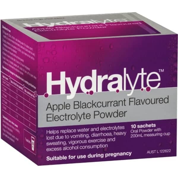 hydralyte electrolyte powder sachets apple blackcurrant 10 pack