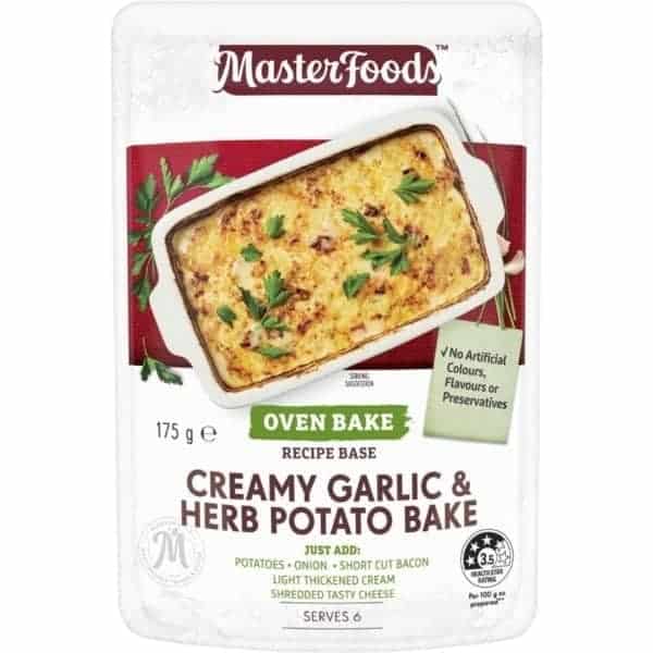 masterfoods creamy herb garlic potato bake 175g