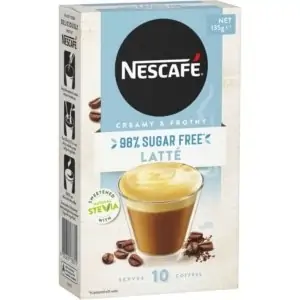 nescafe 98 sugar free latte sachets 10 pack