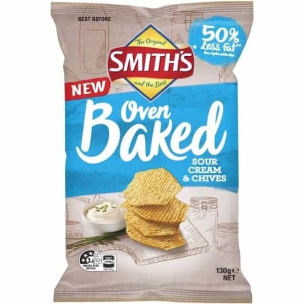 smiths oven baked chips sour cream chives 130g
