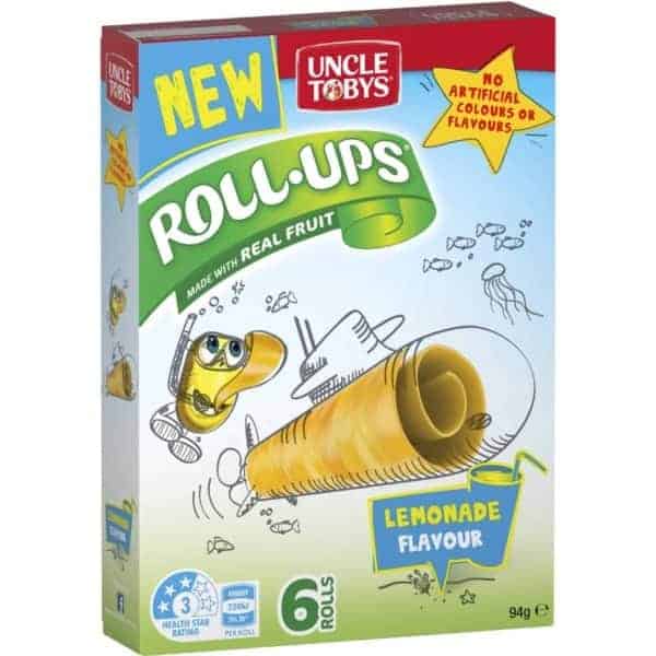 uncle tobys roll ups lemonade flavour 6 pack