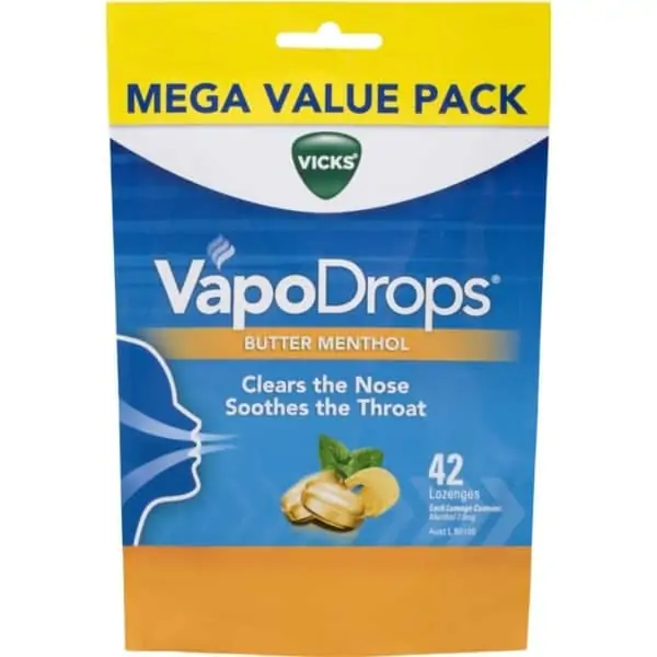 vicks vapodrops butter menthol lozenges 42 pack