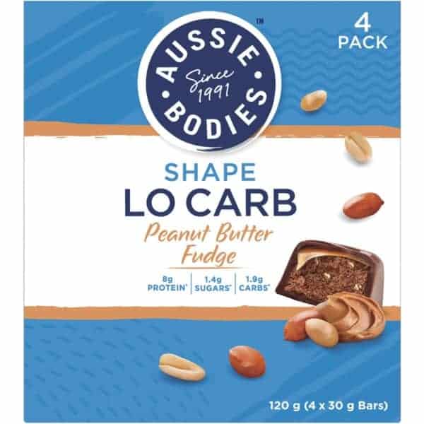 aussie bodies protein fx lo carb peanut butter caramel 30g 4 pack