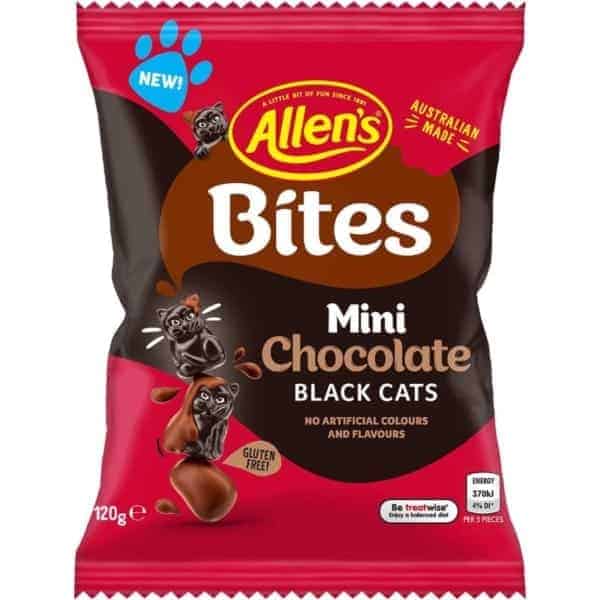 allens bites mini chocolate black cats 120g