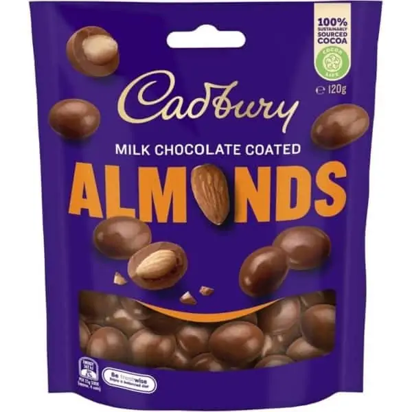 cadbury milk chocolate coated almonds 120g