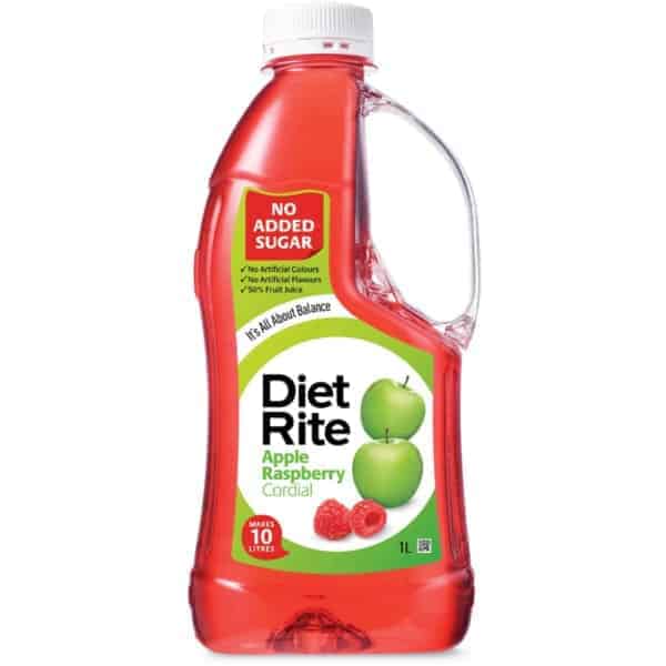 diet rite cordial apple raspberry 1l