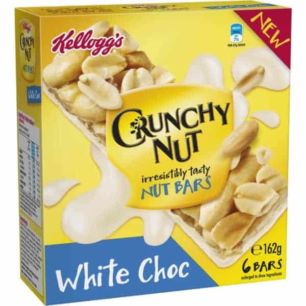 kelloggs crunchy nut white chocolate bars 6 pack